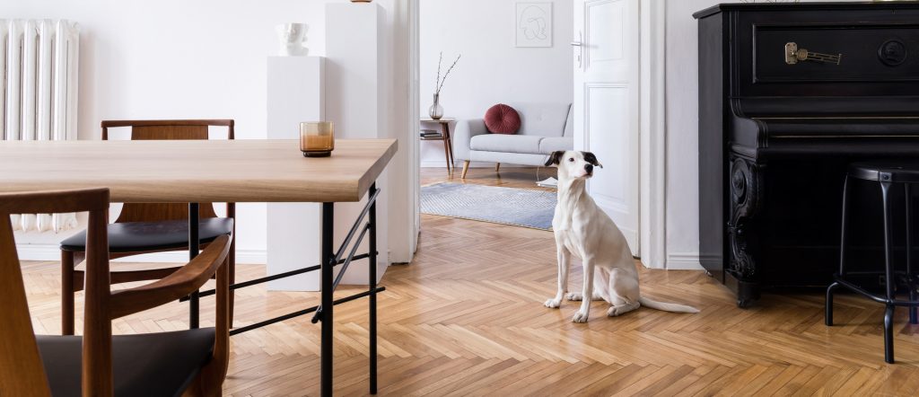Herringbone wood flooring in a Cheshire home